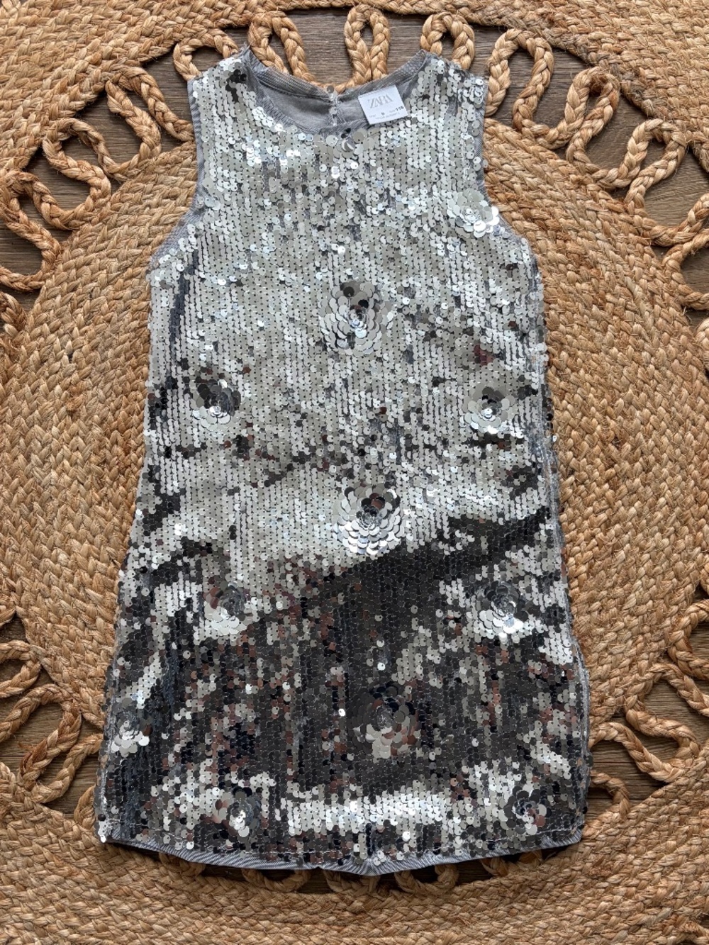 Zara Girls Silver Sequin Dress